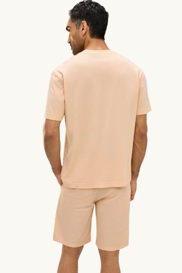 Pánské - Tričko - relaxed fit - lososová barva