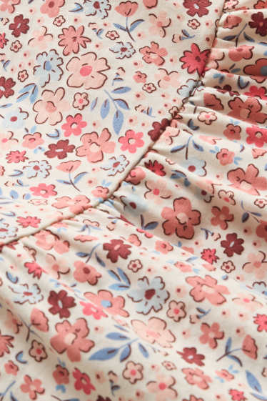 Kinder Mädchen - Blume - Kleid - rot / weiß