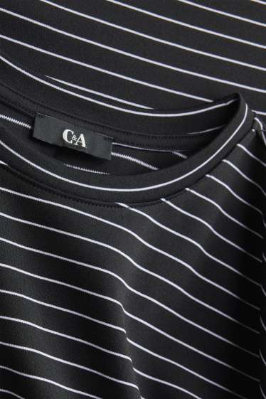 Dámské - Tričko - regular fit - pruhované - černá/bílá