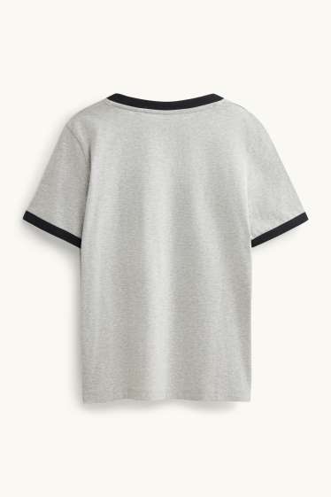 Damen - T-Shirt - Regular Fit - Micky Maus - grau / schwarz