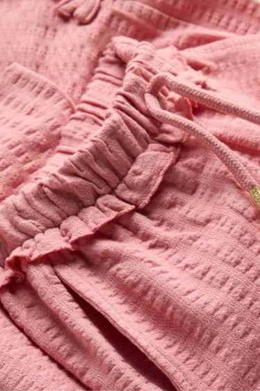 Kinderen: meisjes - Pantalon - met structuur - roze