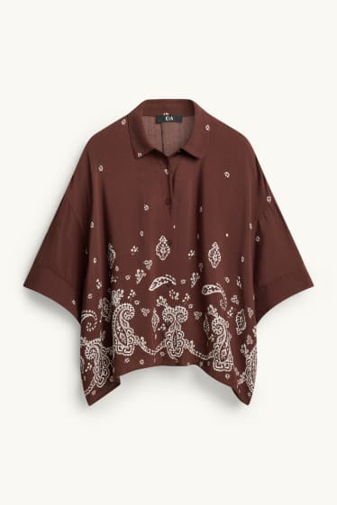 Damen - Bluse - gemustert - dunkelbraun