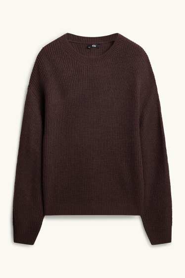 Damen - Pullover - gerippt - braun