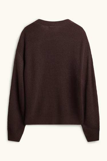 Damen - Pullover - gerippt - braun