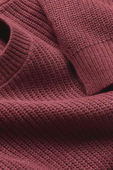 Damen - Pullover - gerippt - rot