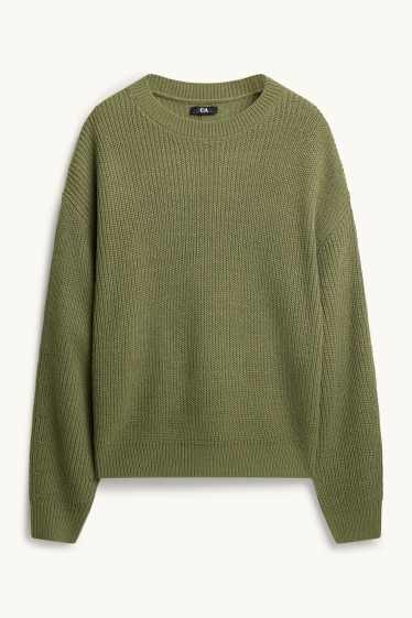 Damen - Pullover - gerippt - grün