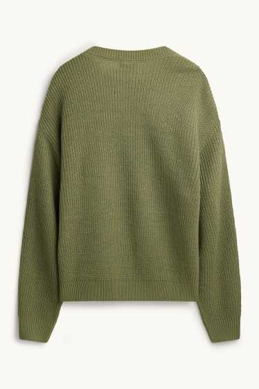Damen - Pullover - gerippt - grün