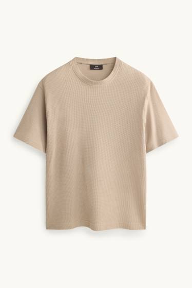 Herren - T-Shirt - Relaxed Fit - strukturiert - beige