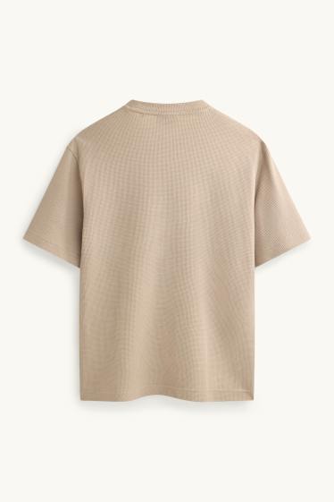 Herren - T-Shirt - Relaxed Fit - strukturiert - beige