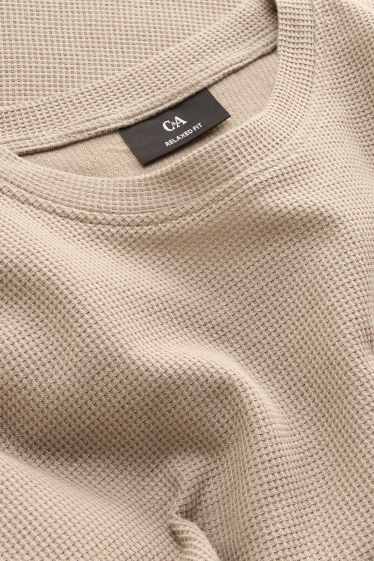 Herren - T-Shirt - Relaxed Fit - strukturiert - beige