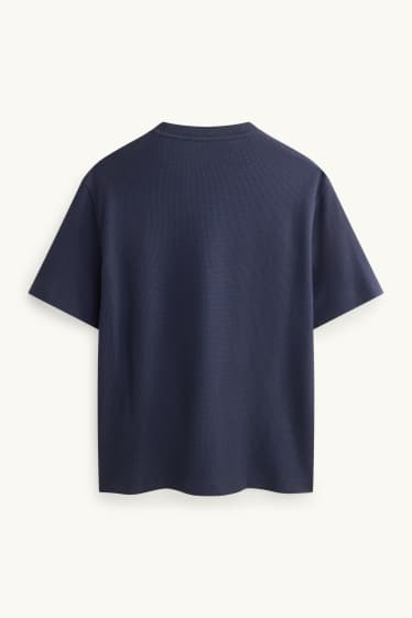 Herren - T-Shirt - Relaxed Fit - strukturiert - dunkelblau