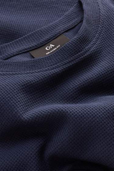 Herren - T-Shirt - Relaxed Fit - strukturiert - dunkelblau