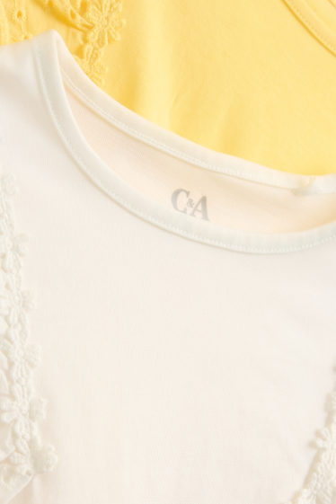 Bambine - Confezione da 2 - t-shirt - Broderie Anglaise - giallo