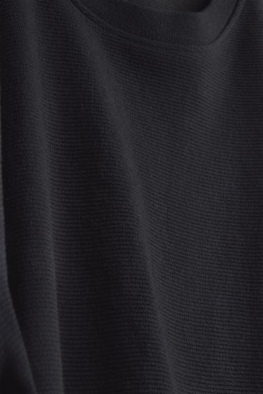 Hommes - T-shirt - relaxed fit - finition côtelée - noir