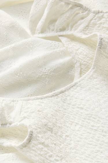 Dona - Vestit de línia A - de punt de niu d'abella - blanc