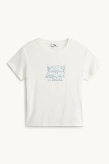 Dona - Samarreta de màniga curta - slim fit - blanc