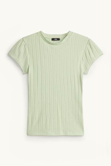 Mujer - Camiseta - regular fit - de canalé - verde claro