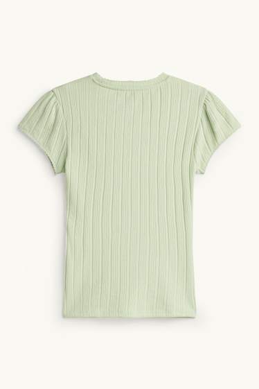 Mujer - Camiseta - regular fit - de canalé - verde claro
