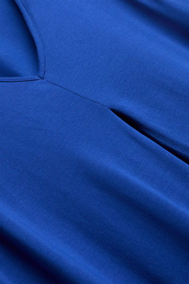 Dames - A-lijn-jurk met V-hals - blauw