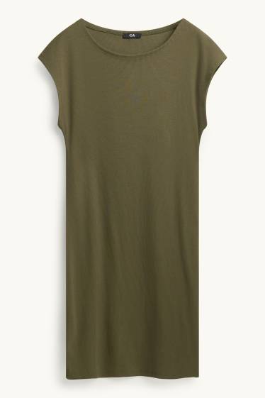 Dámské - Bodycon šaty - jemně žebrované - khaki