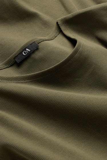 Dámské - Bodycon šaty - jemně žebrované - khaki