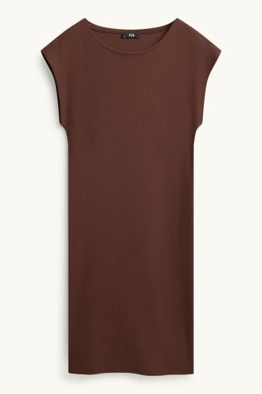 Femmes - Robe Bodycon - finement côtelée - marron