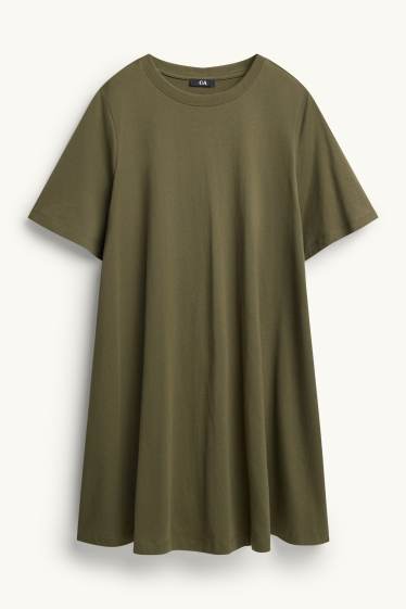Damen - T-Shirt-Kleid - Straight Fit - khaki
