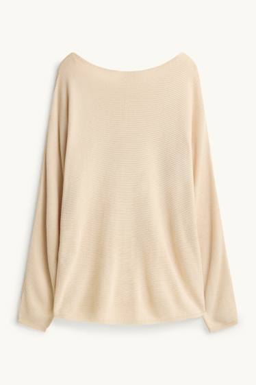Dámské - Svetr - žebrovaný - béžová