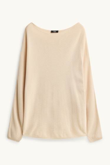 Dámské - Svetr - žebrovaný - béžová