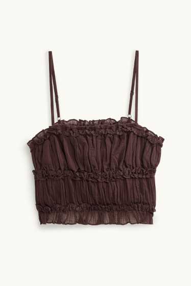 Dona - Samarreta sense mànigues crop - texturada - marró
