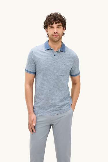 Herren - Poloshirt - Regular Fit - gestreift - strukturiert - hellgrau