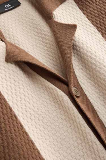 Herren - Poloshirt - Relaxed Fit - gestreift - strukturiert - beige / braun