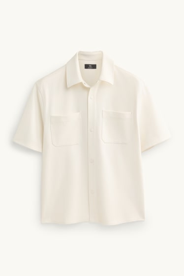Men - Shirt - relaxed fit - kent collar - textured - white