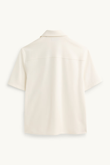 Men - Shirt - relaxed fit - kent collar - textured - white