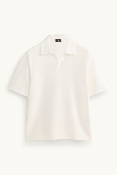 Herren - Strick-Poloshirt - Relaxed Fit - weiß