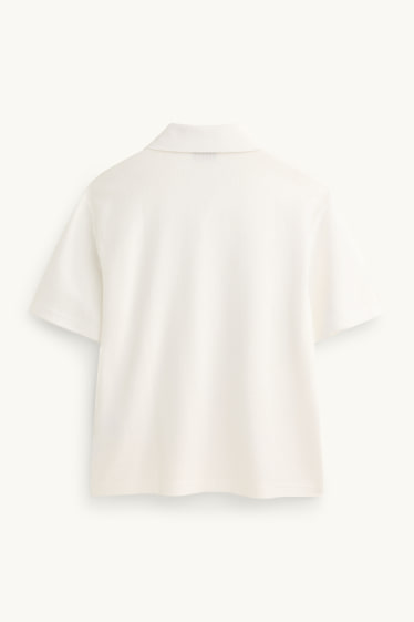 Herren - Strick-Poloshirt - Relaxed Fit - weiß