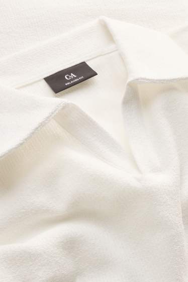 Herren - Strick-Poloshirt - Relaxed Fit - weiß