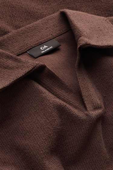 Herren - Strick-Poloshirt - Relaxed Fit - braun