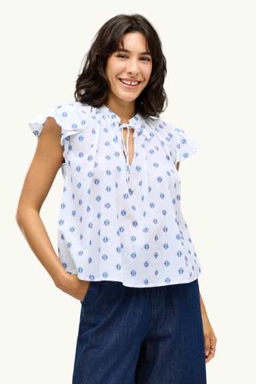 Damen - Bluse - gepunktet - weiß