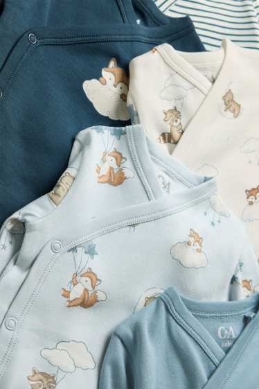 Baby Jungen - Multipack 5er - Waldtiere - Baby-Wickelbody - blau