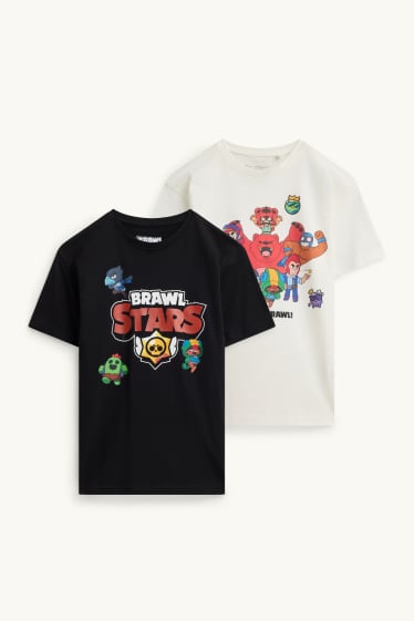 Kinder Buben - Multipack 2er - Brawl Stars - Kurzarmshirt - schwarz