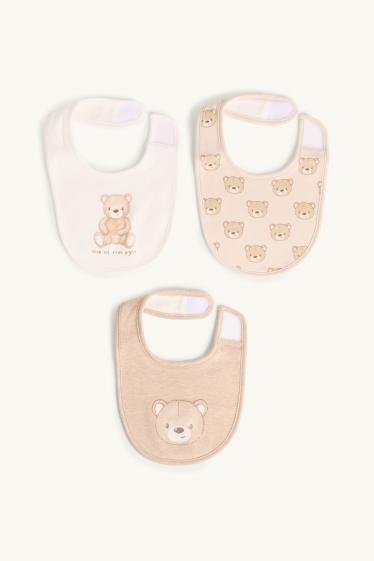 Unisex - Multipack 3 buc. - ursuleți - bavete bebeluși - maro deschis