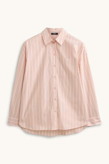Dames - Overhemdblouse - gestreept - roze