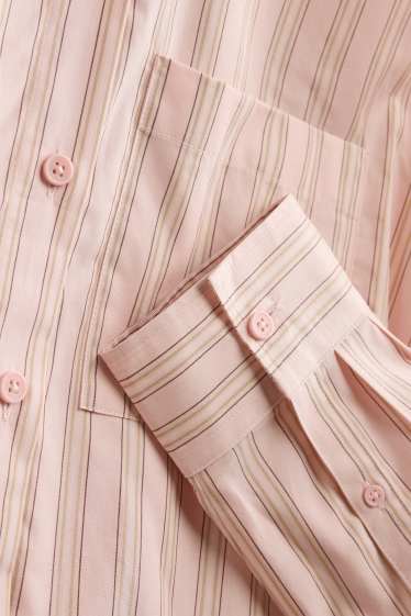 Dames - Overhemdblouse - gestreept - roze