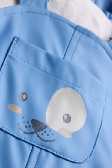 Baby: meisjes - Hondje - baby-regenbroek - gevoerd - waterdicht - lichtblauw