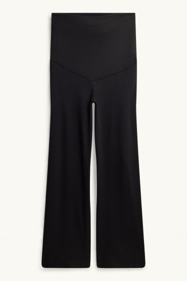 Damen - Jersey-Umstandshose - gerippt - schwarz