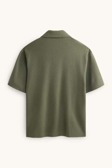 Herren - Strick-Poloshirt - Relaxed Fit - grün