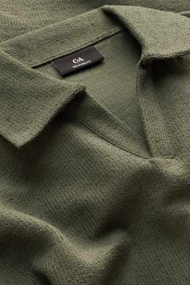 Herren - Strick-Poloshirt - Relaxed Fit - grün