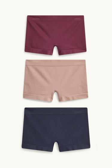 Femmes - Lot de 3 - shortys - sans coutures - bleu foncé