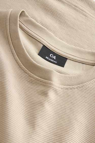Bărbați - Tricou - relaxed fit - reiat - bej